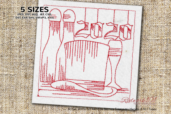 Celebrate the New Year Redwork: A Festive Embroidery Design