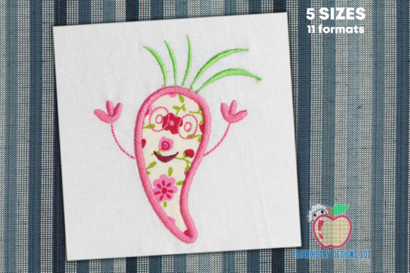 Charming Cartoon Carrot Raising His Hand Applique