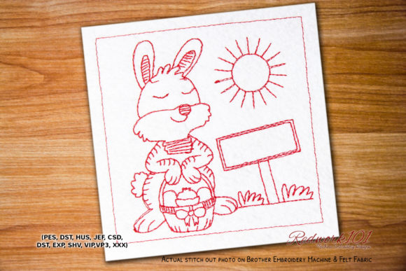 Easter Rabbit with Egg Redwork: A Charming Addition