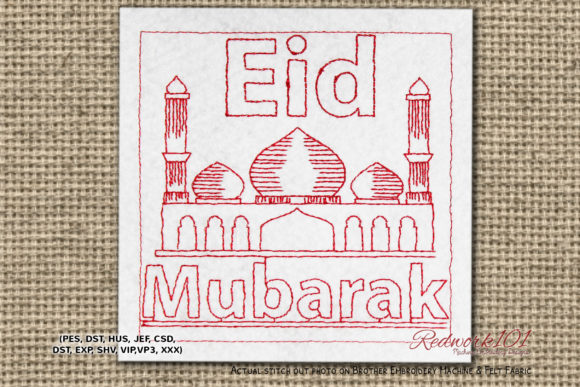 Eid Mubarak Masjid Lineart Design Review