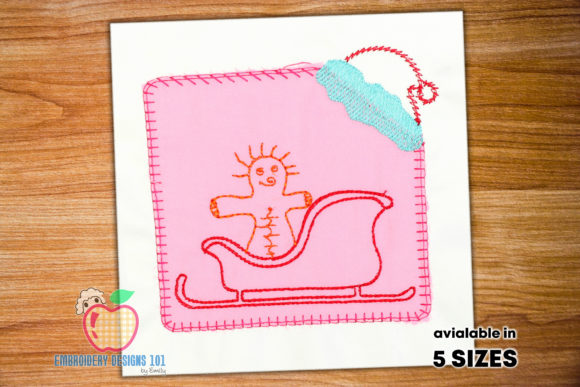 Festive Sleigh Embroidery for Boutique Apparel
