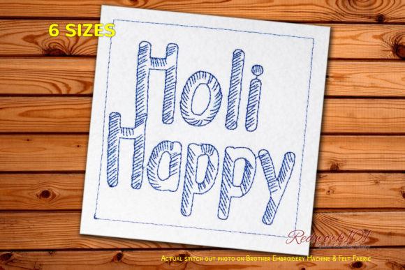 Holi Celebrations Text: A Festive and Bold Embroidery Design