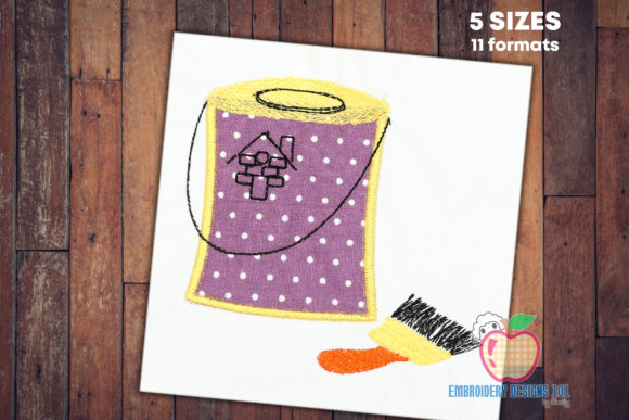Paint Can and Paint Brush: A Creative Embroidery Design