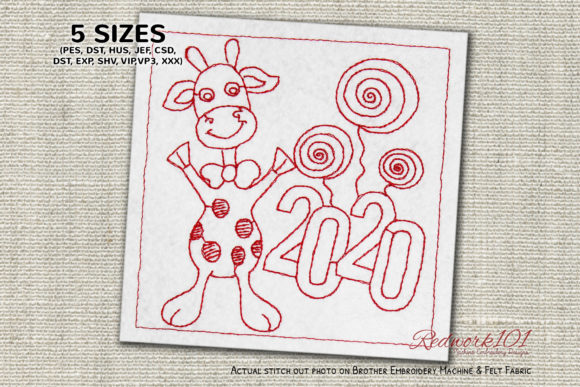 Review: Baby Giraffe 2020 New Year Redwork