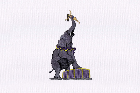 Woman with Elephant: A Unique Embroidery Design